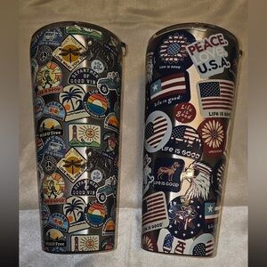 Corkcicle Life Is Good Multicolor Americana & Travel Sticker Tumbler Duo
